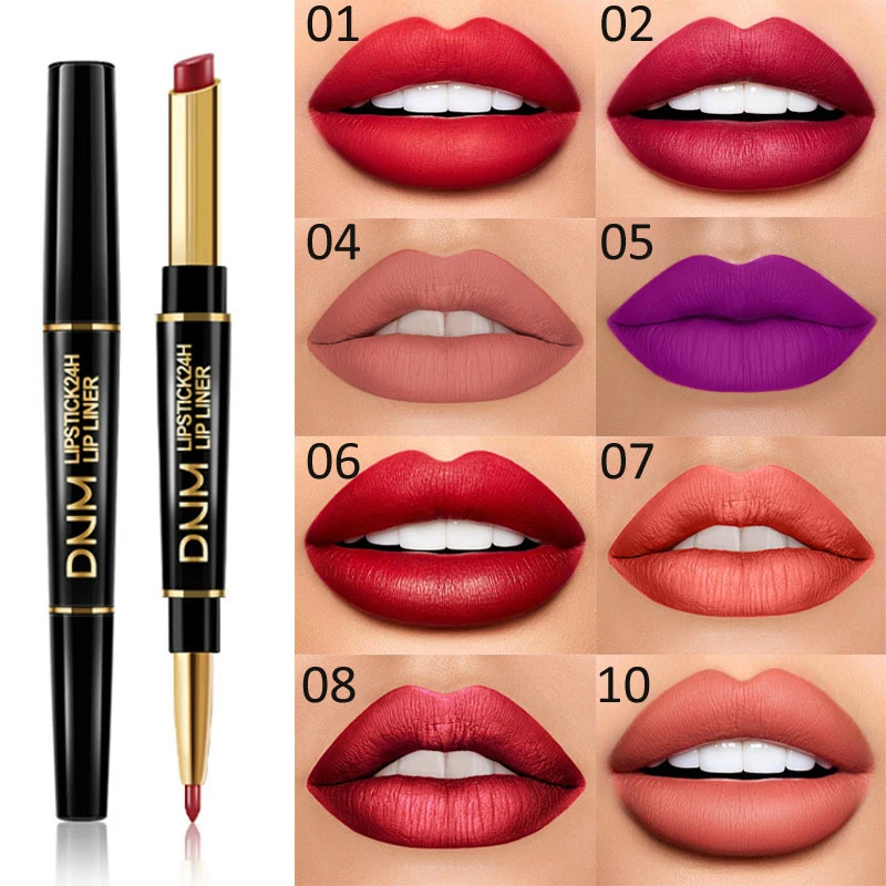 12 farben Doppel-ended Nicht-stick Tasse Lippenstift Lip Liner Lange anhaltende Matte Lip Bleistift Wasserdichte Feuchtigkeits kosmetik