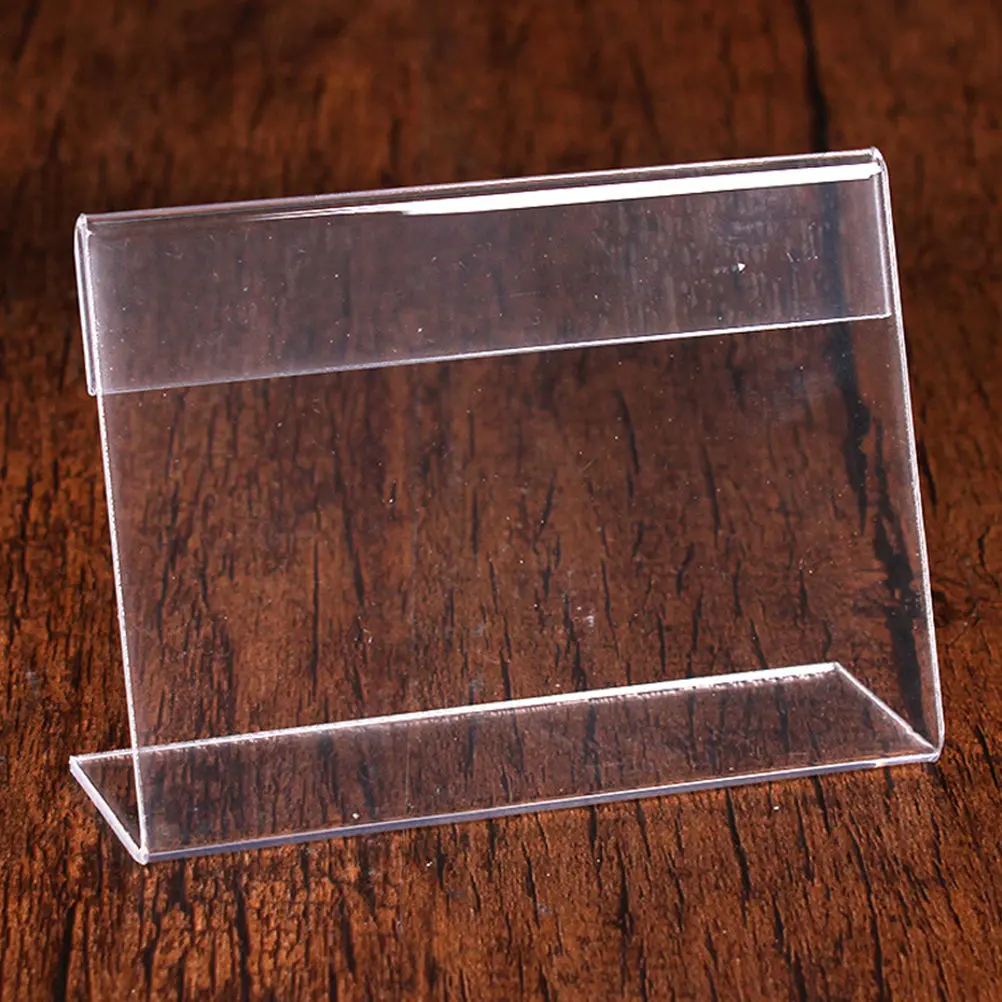 10Pcs Acrylic Price Label Holder Transparent Display Stand Convenient Easy Install Reusable Sign Rack for Supermarket Office