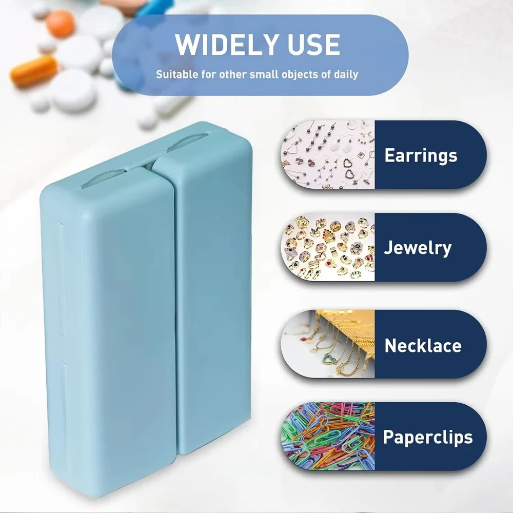 Organizador diário de comprimidos, 7 compartimentos, portátil, viagem, dobrável, tablets, bolsa, bolso, vitaminas, suplementos, suporte de medicação