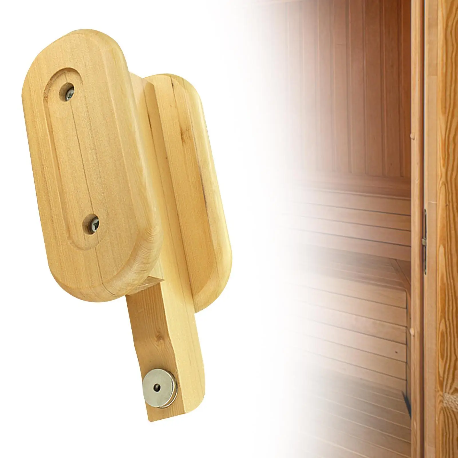 Wood Door Pull Handle Comfortable Handy Touch Bathroom Sauna Door Handle Wooden for Barn Door Garage Shed Shower Room Cabinet