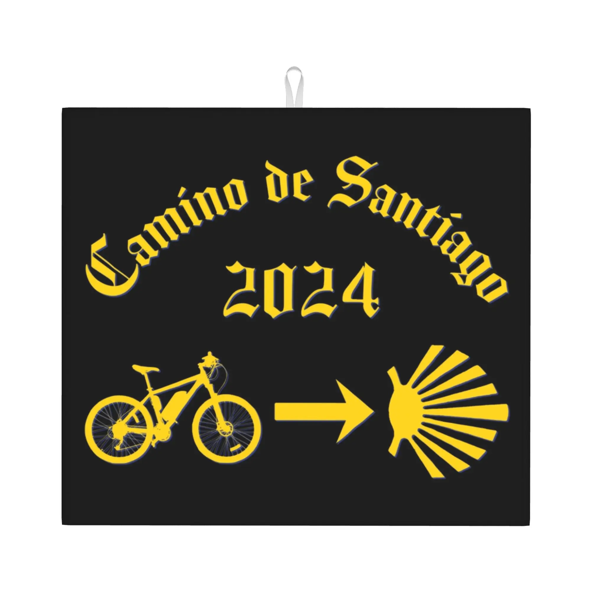 Camino De Santiago Non‑Slip Waterproof Absorbent Barware Tableware Oil Proof Bicycle Yellow Arrow Scallop Shell Mat For Kitchen