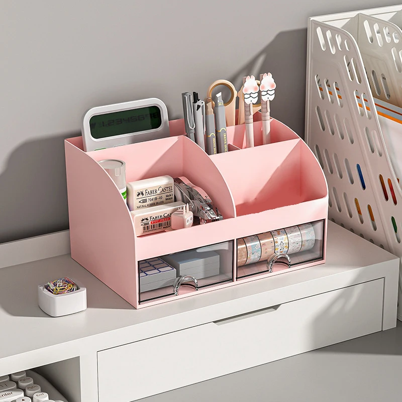 Desktop Organizer Com Gavetas, Organizador De Mesa, Tabletop Maquiagem Caixa De Armazenamento, Suave E Resistente, Material De Escritório, Multi