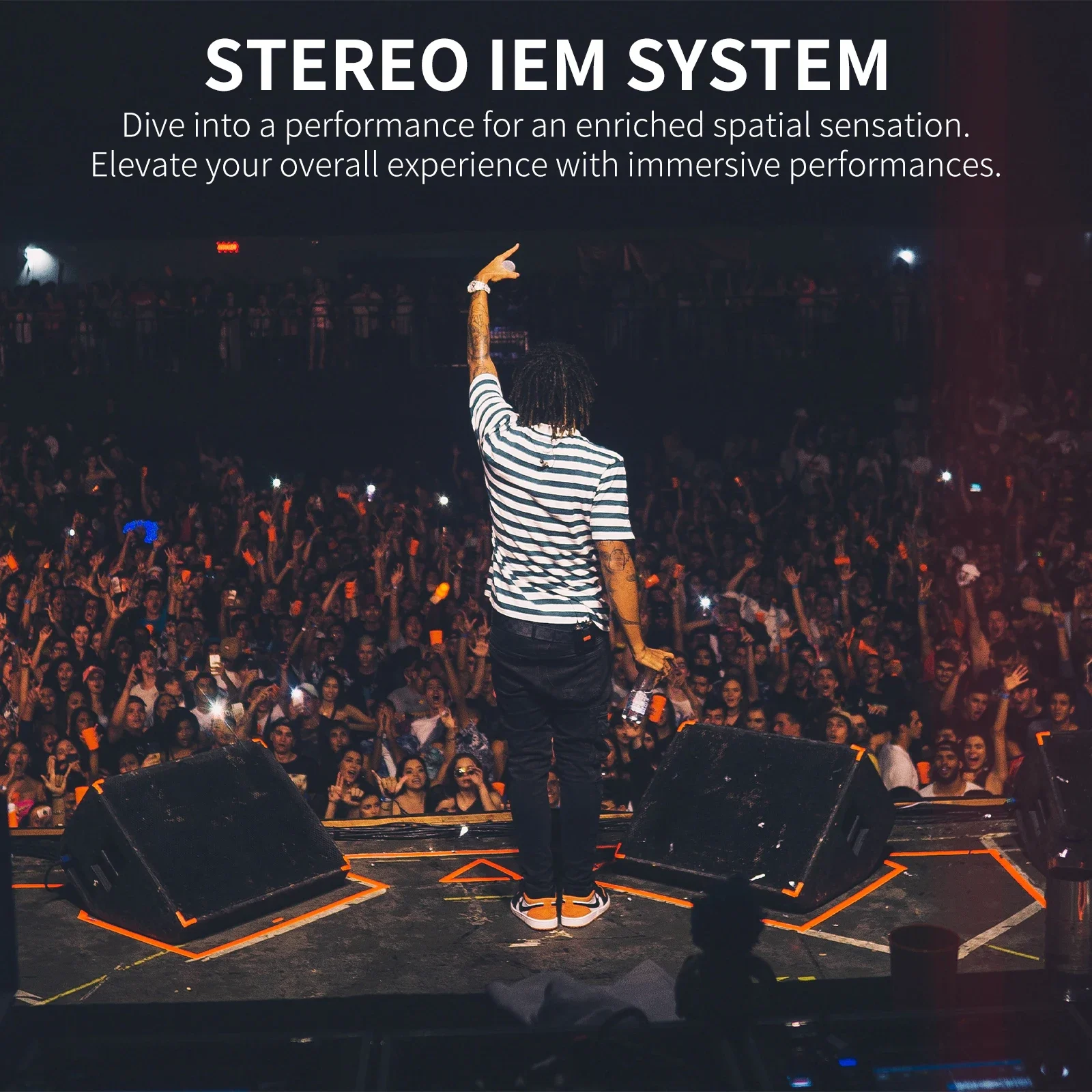 XTUGA SEM200 2 Bodypack 1-zender Professioneel stereo draadloos in-ear systeem in het oor met Bluetooth-functie