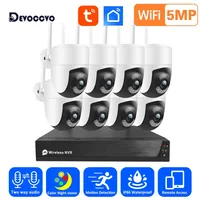Tuya 5MP PTZ CCTV Camera Security System Kit 8CH Wireless NVR Kit Two Way Audio Wifi IP Camera Video Surveillance System Set P2P