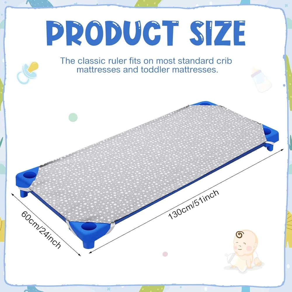 Peryiter 12 szt. Prześcieradeł na mata do zabawy, prześcieradła do łóżeczka dla przedszkolaków, standardowy rozmiar 24 x 51, wzór w gwiazdki z elastycznymi pętlami w rogach, do łóżka F