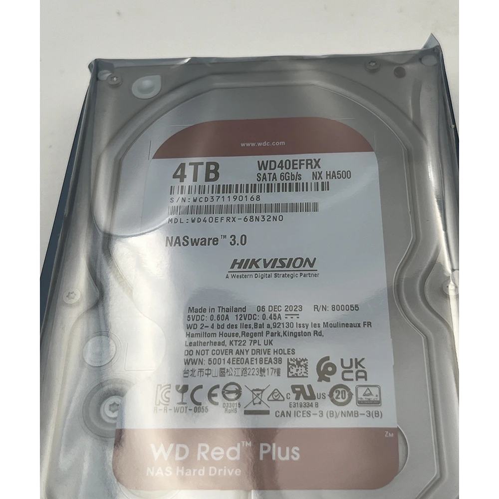 WD40EFRX 4T 3.5 "NAS Server Hard Disk 5400 RPM 64M SATA