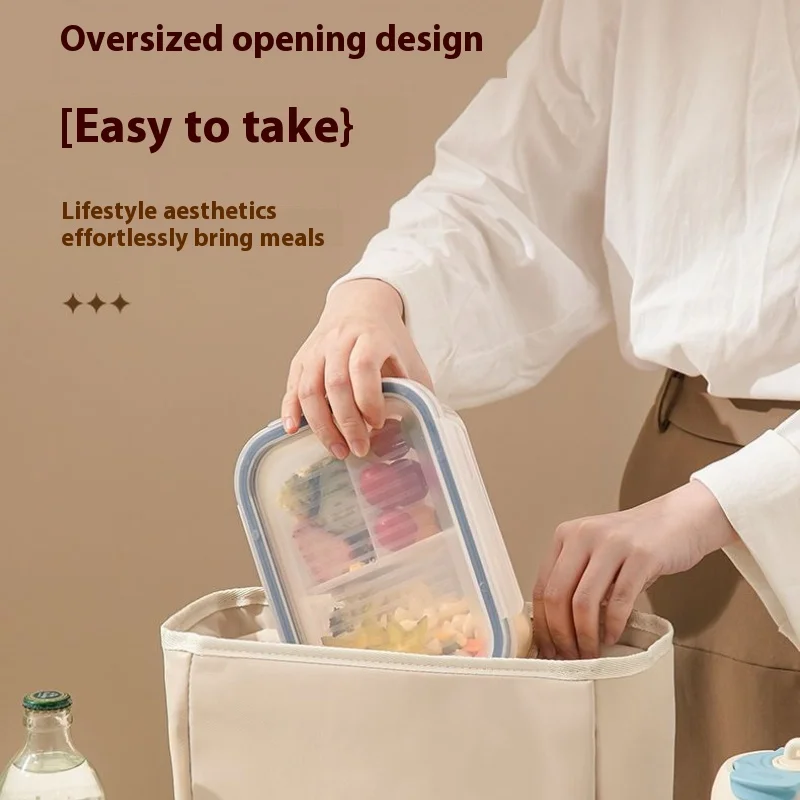 حقيبة غداء سميكة مقاومة للماء صندوق غداء من البوليستر للنزهات صندوق غداء معزول بسعة كبيرة حقيبة تبريد عازلة محمولة