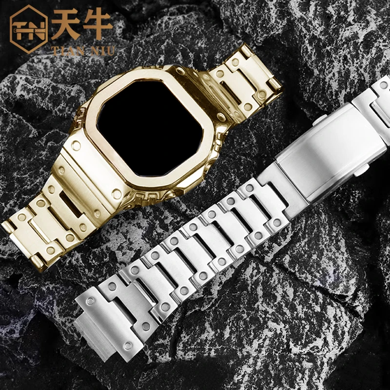 Case Watchband For Casio G-SHOCK DW5600 GW-B5600 GWM5610 Change Refined steel metal Watch Waterproof stainless steel Watch strap