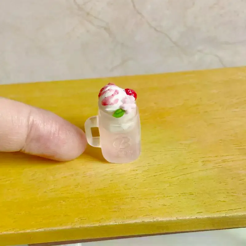 Para boneca acessórios sobremesa loja decoração crianças presente 1 pçs casa de bonecas em miniatura sorvete simulação bebida gelo modelo brinquedo