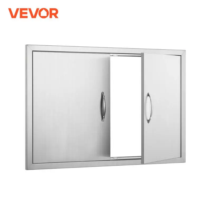 VEVOR BBQ Access Door Inch Double Outdoor Kitchen Door Stainless Steel Flush Mount Door Wall Vertical Door with Handles