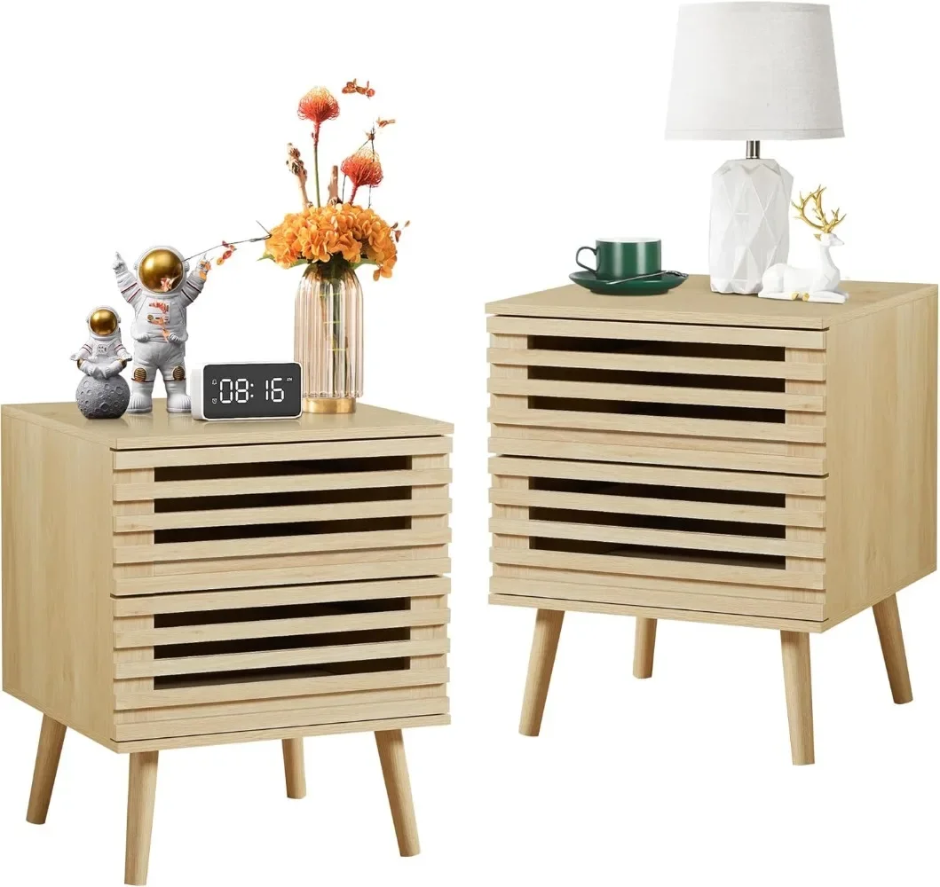 

Nightstand Set of 2, End Side Table Modern Farmhouse Nightstand Modern Wood Accent Side Table Night Stands 2-Pack