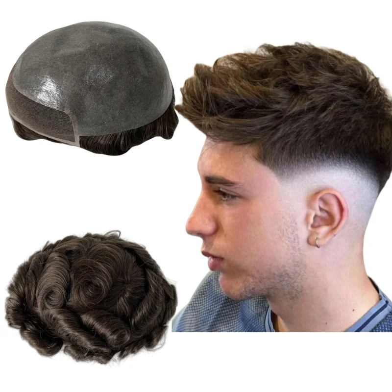 

European Human Hair Replacement #4 Color 8x10 Inch BIO Men Toupee