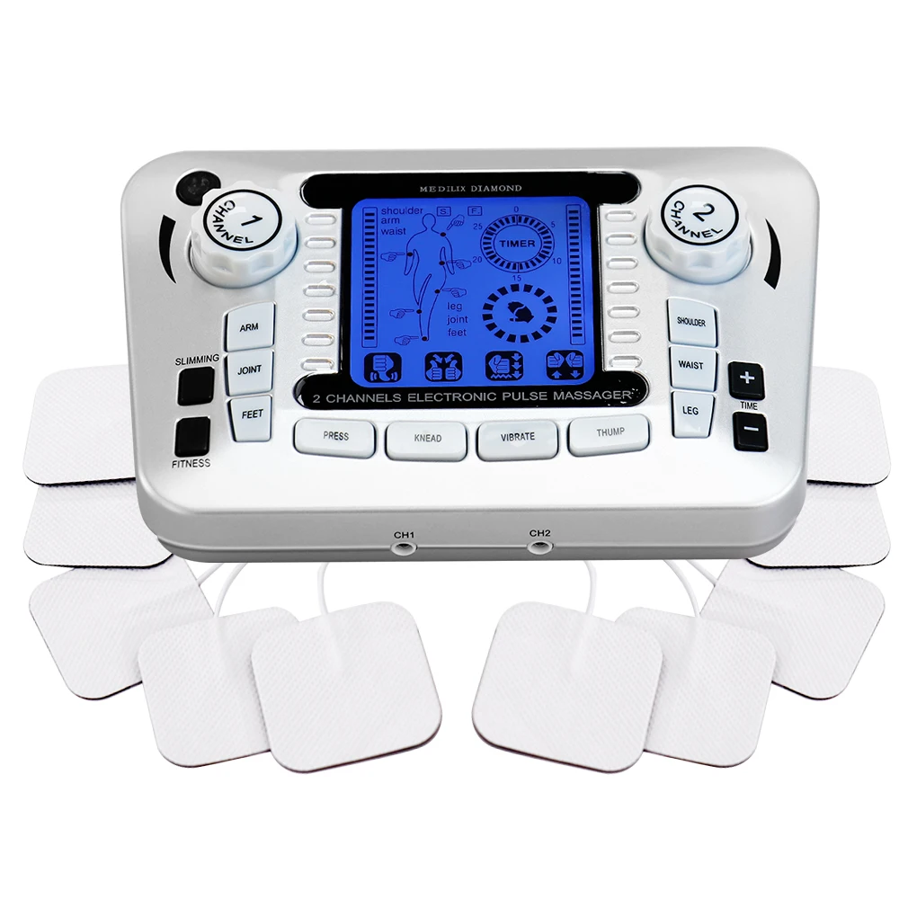 

Electronic Pulse Massager Tens Ems Machine Massager Nerve Muscle Stimulator Acupuncture Fat Burner Pain Relief Dual Channel