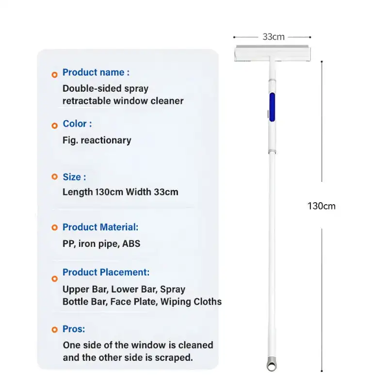 Double-Sided Spray Expansion Window Cleaner Spray Window Cleaner 2 In 1 Window Squeegee With Spray Bottle Window Cleaning