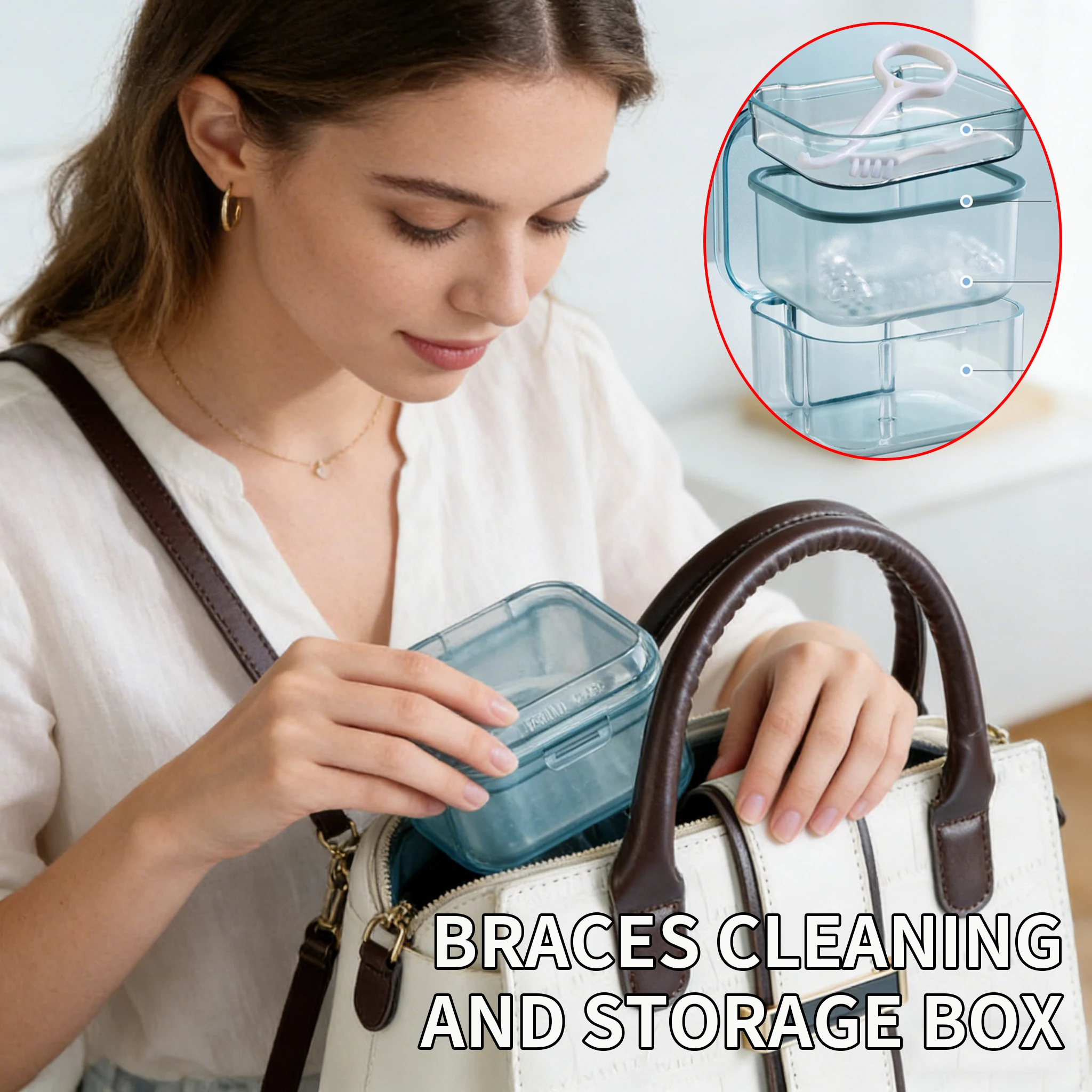 Invisible Braces Box, Orthodontic Retainer Storage Box, Dental Aligner, Portable Carrying Case, Denture Storage Box