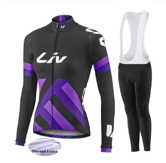 2024 Liv Bike Women\'s Fleece Long Sleeved Set, Comfortable And Warm Outdoor Mountain Bike Women\'s Winter Cycling Clothes