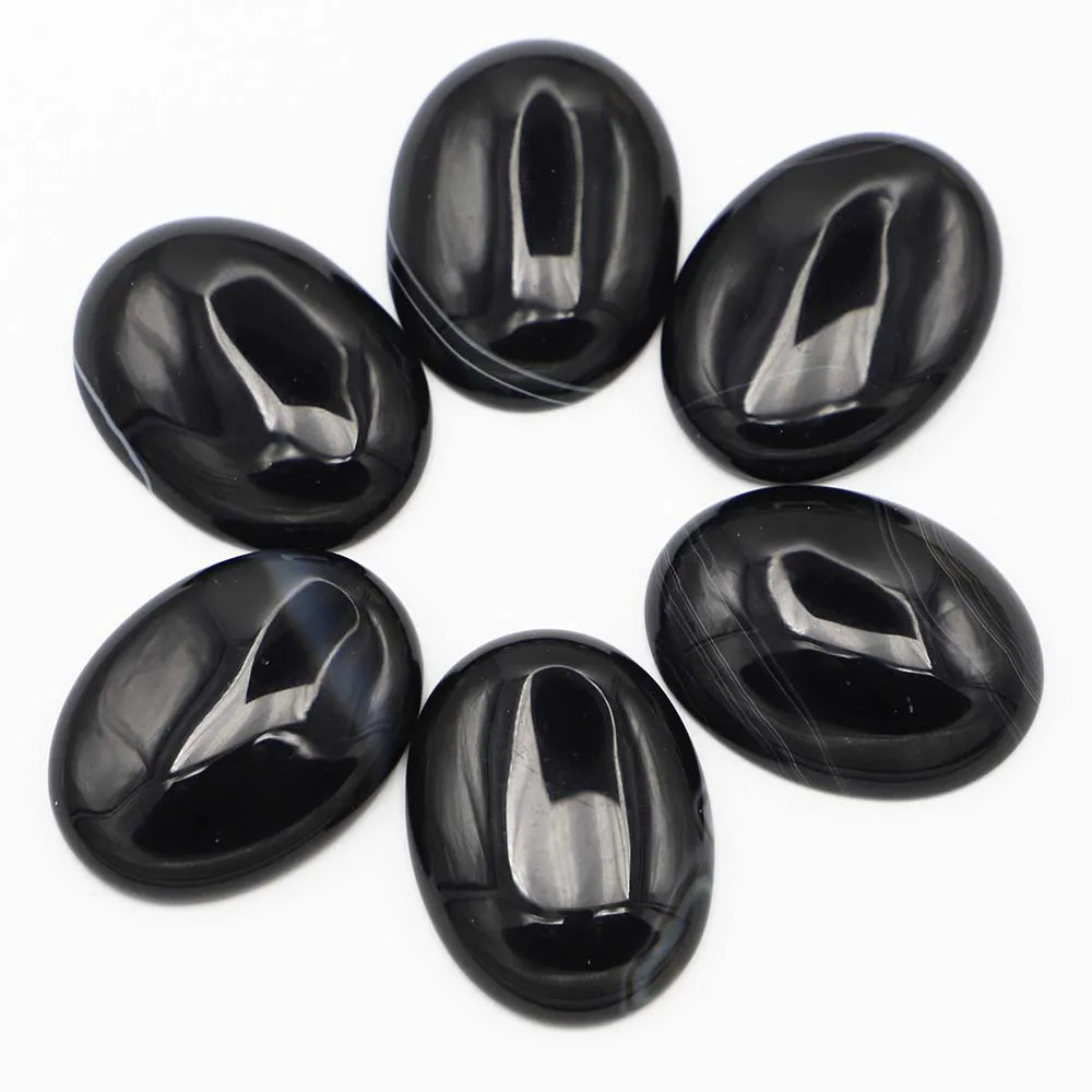 

30x40mm Natural Stone Black Agate Oval Shape Cabochon Bead for Jewelry Material Clothes Accessories Wholesale 6pcs Free Shipping