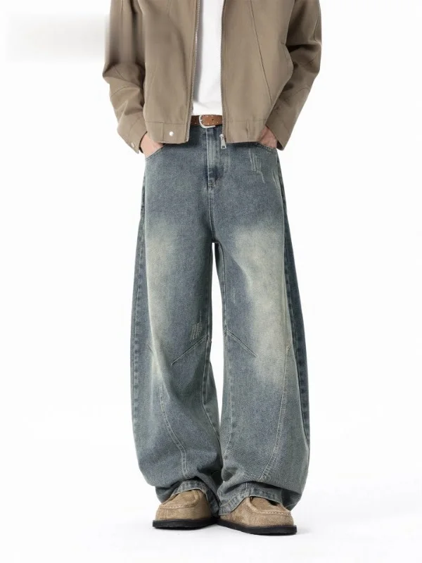 

Мужские джинсы в стиле ретро American Washed Knife: модные прямые свободные широкие брюки для работы, весна-осень