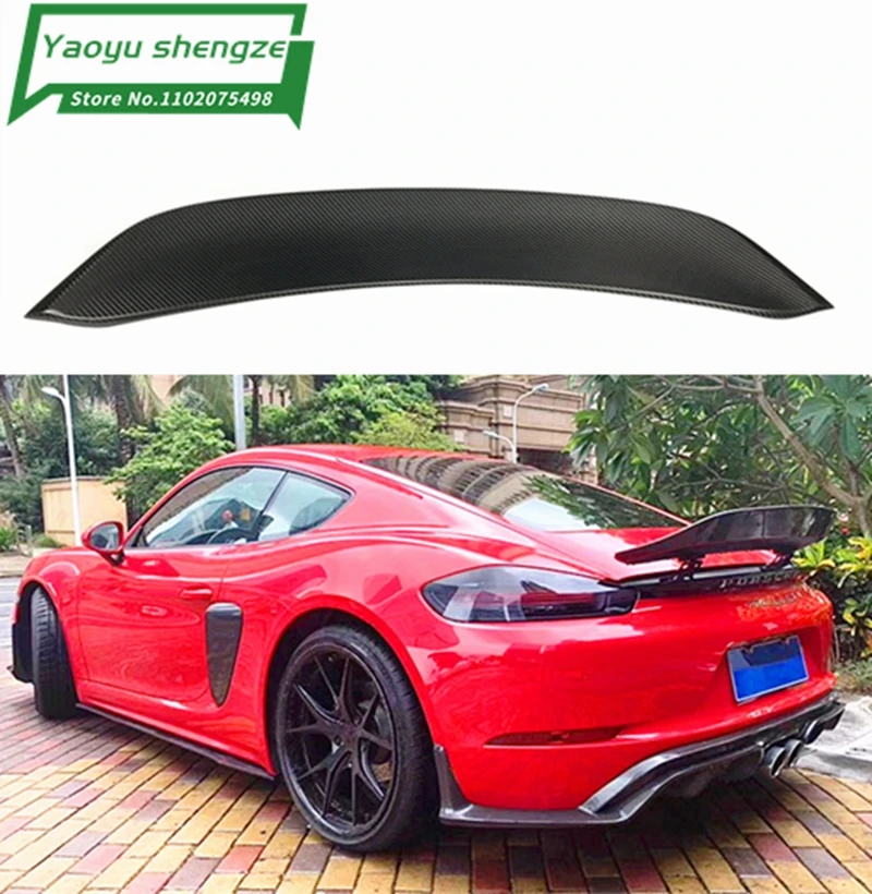 Carbon Fiber Rear Spoiler Wings fit for Porsche 718 Cayman Boxster Base S Coupe 2016-2019 Car Styling Rear Trunk Boot