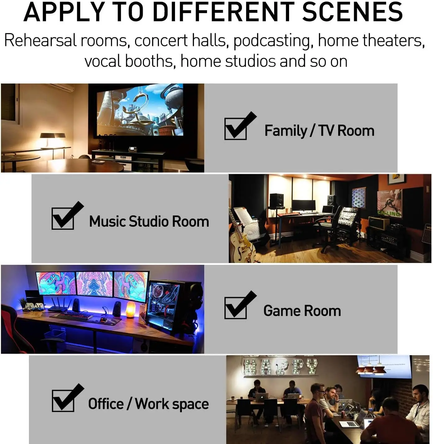 80팩 음향 폼 패널, 1x12x12인치 벽용 방음 타일. 접착제 포함.