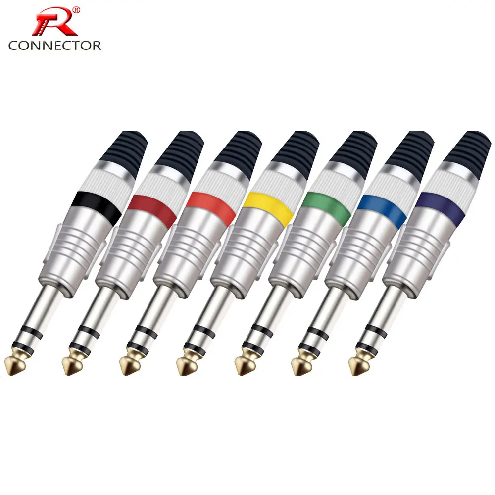 8pcs Stereo Jack 6.35mm 6.3mm Male Plug with Gold Plated Head Audio Microphone Wire Connector 6.35mm Male Plug