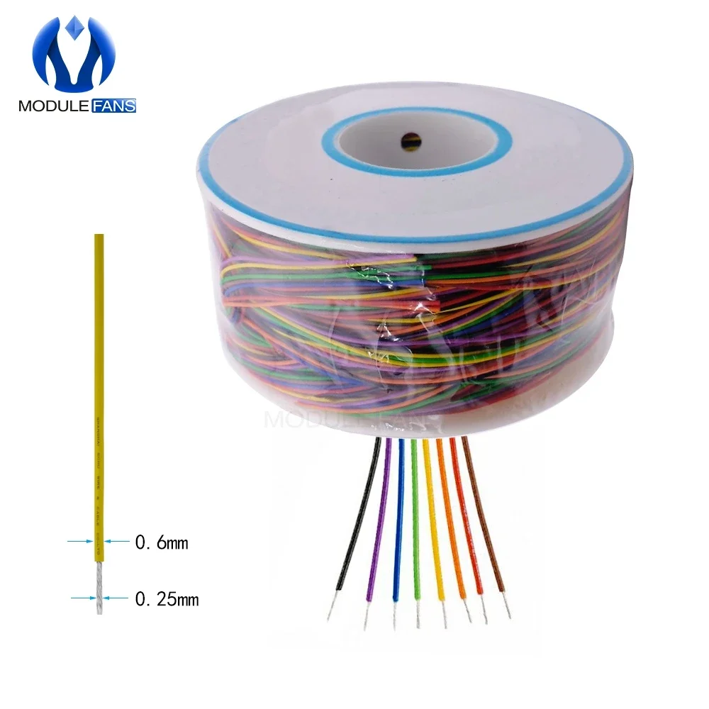 250M 30 AWG 8-Wire 0.25mm B-30-1000 UL1423 Colored Insulation Cable Copper Core Test Wrapping Wire Tinned Copper Solid Wire Line