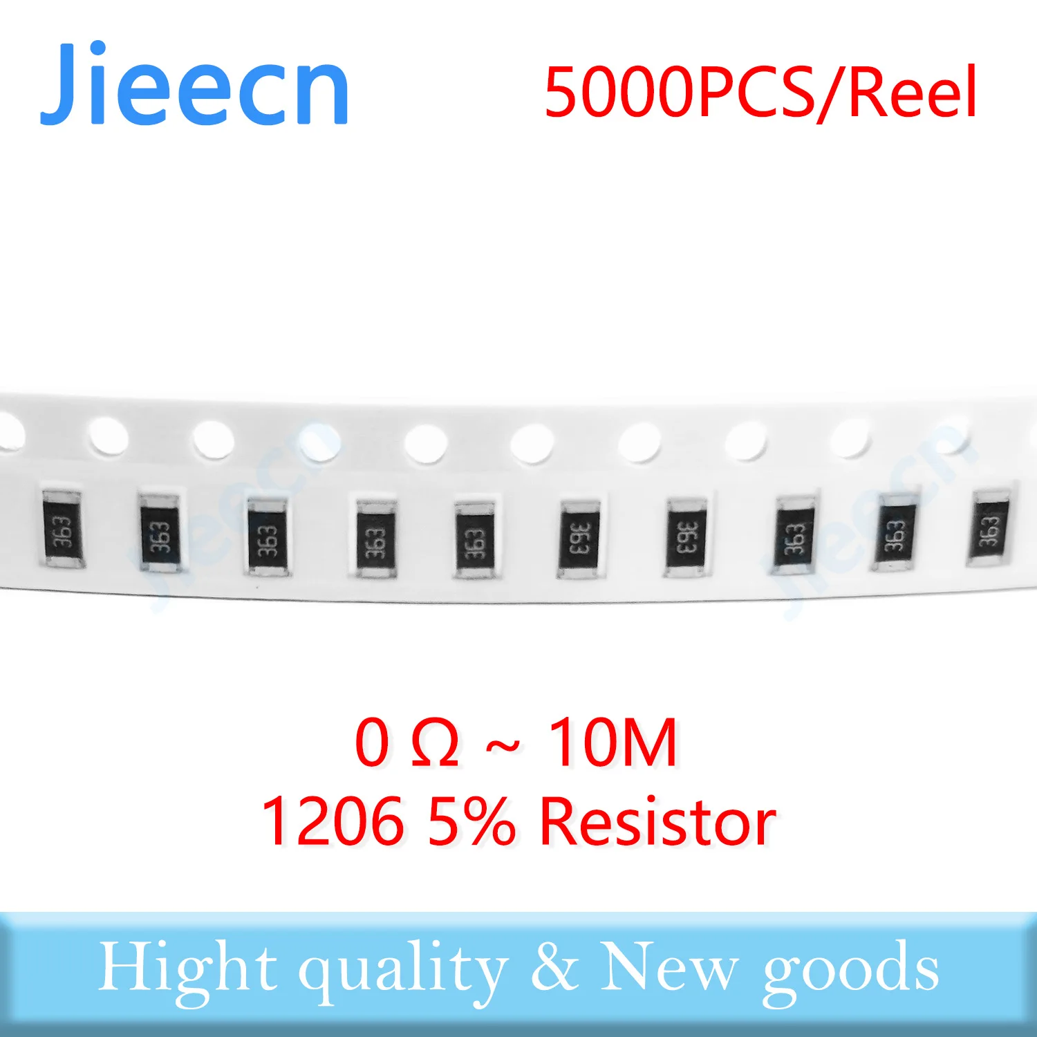 

Jieecn 5000pcs 1206 J 5% SMD Resistor 0R-10M 1/4W 0 1 10 100 150 220 330 ohm 1K 2.2K 4.7K 10K 100K 1R 10R 100R 150R 220R 3216