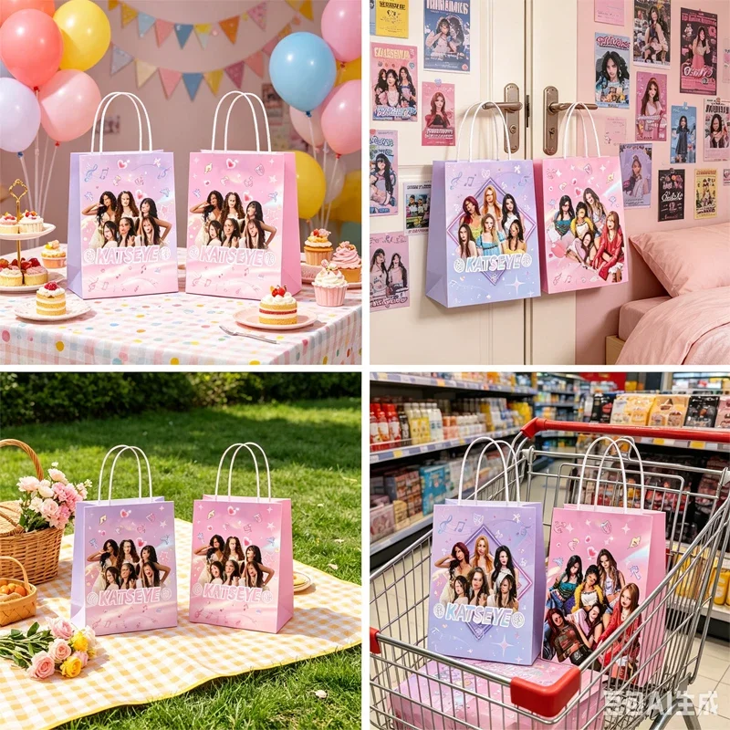 12pcs/Set Katseye Handbag Kpop Girl Birthday Party Favor Bag Goodie Candy Bag Loot Bag Fans Gift Bag  Baby Shower Decoration view 5