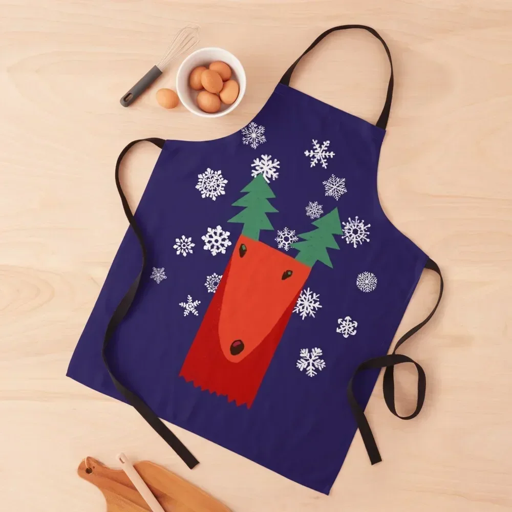 

Winter Reindeer in Snow Apron Kitchen Tools Accessories cleanings Waterproof women Apron