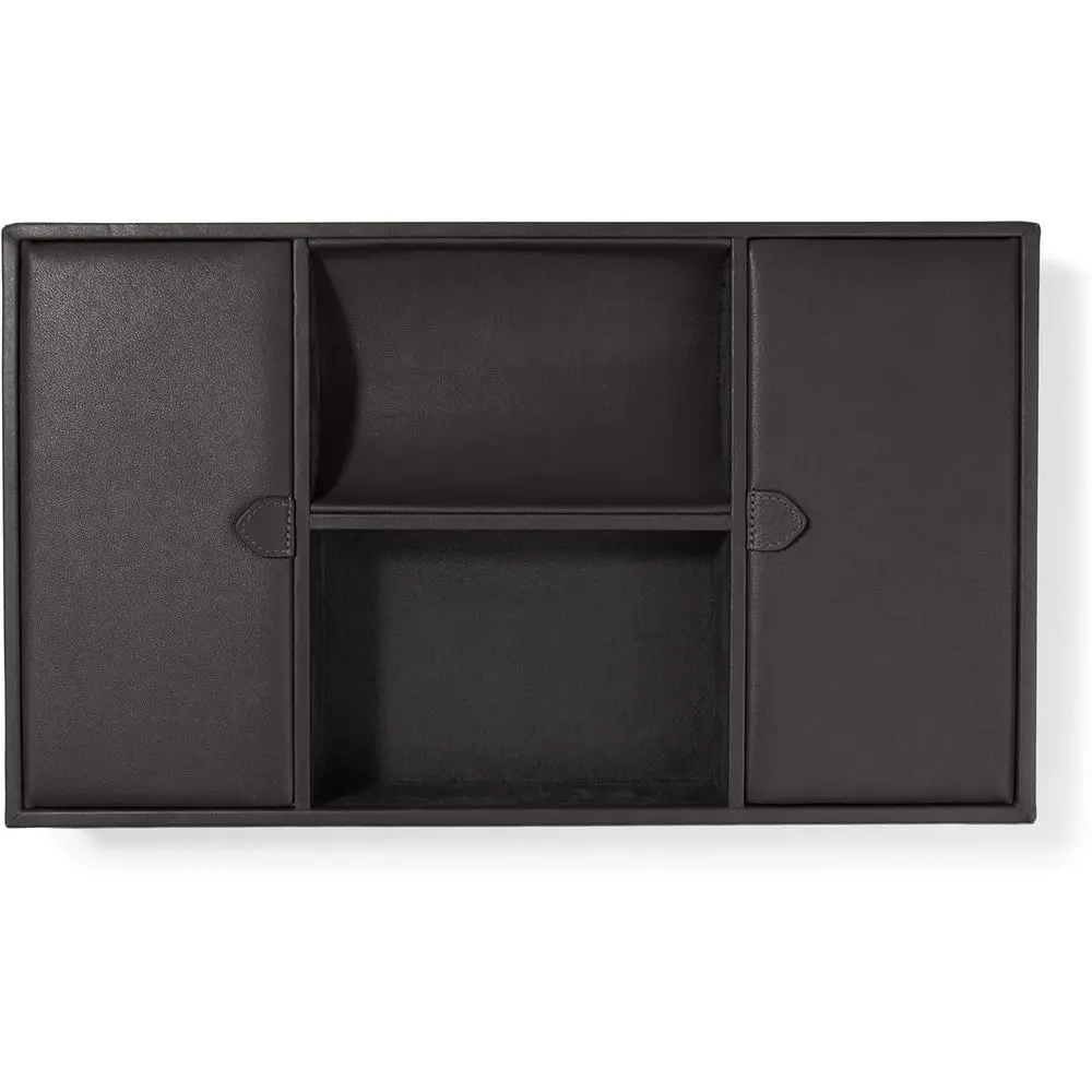 

Luxury Valet Tray with Covered and Open Compartments, Microsuede Lining - Elegant Organizer for Bedroom, Closet, or Bathroom