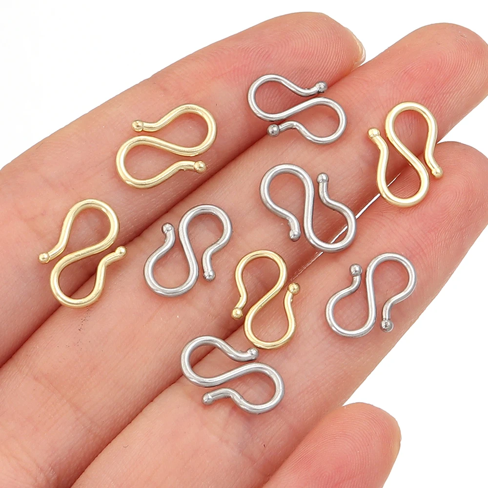 20Pcs Stainless Steel Gold Color S M Shape End Clasps Hooks Chain Connectors For Bracelet Necklace DIY Jewelry Making Supplies