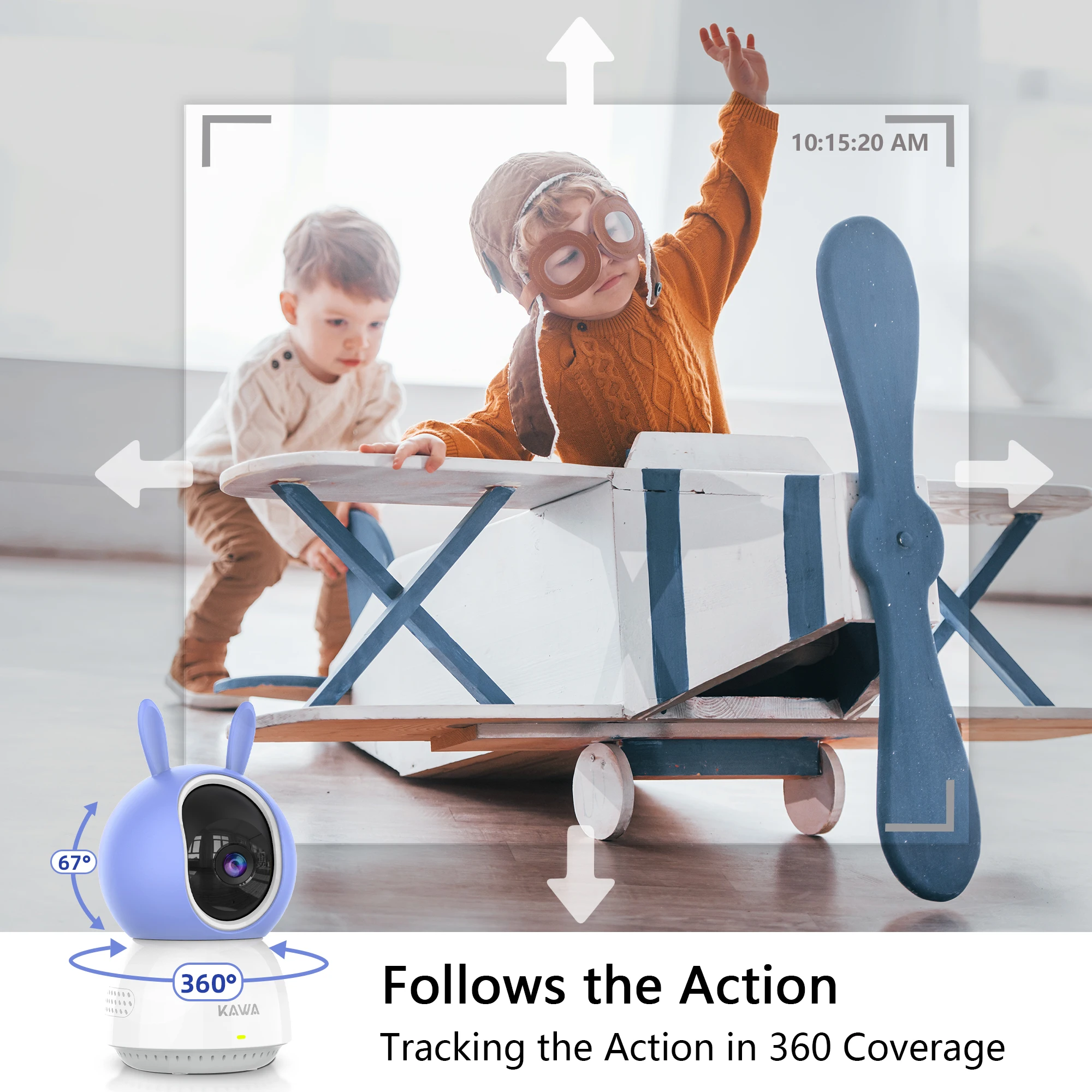 KAWA 2K Wifi Survalance Cameras IP Camera 360° Smart Home Alexa Wireless Indoor Security Pet Baby Track Monitor See by Mobile