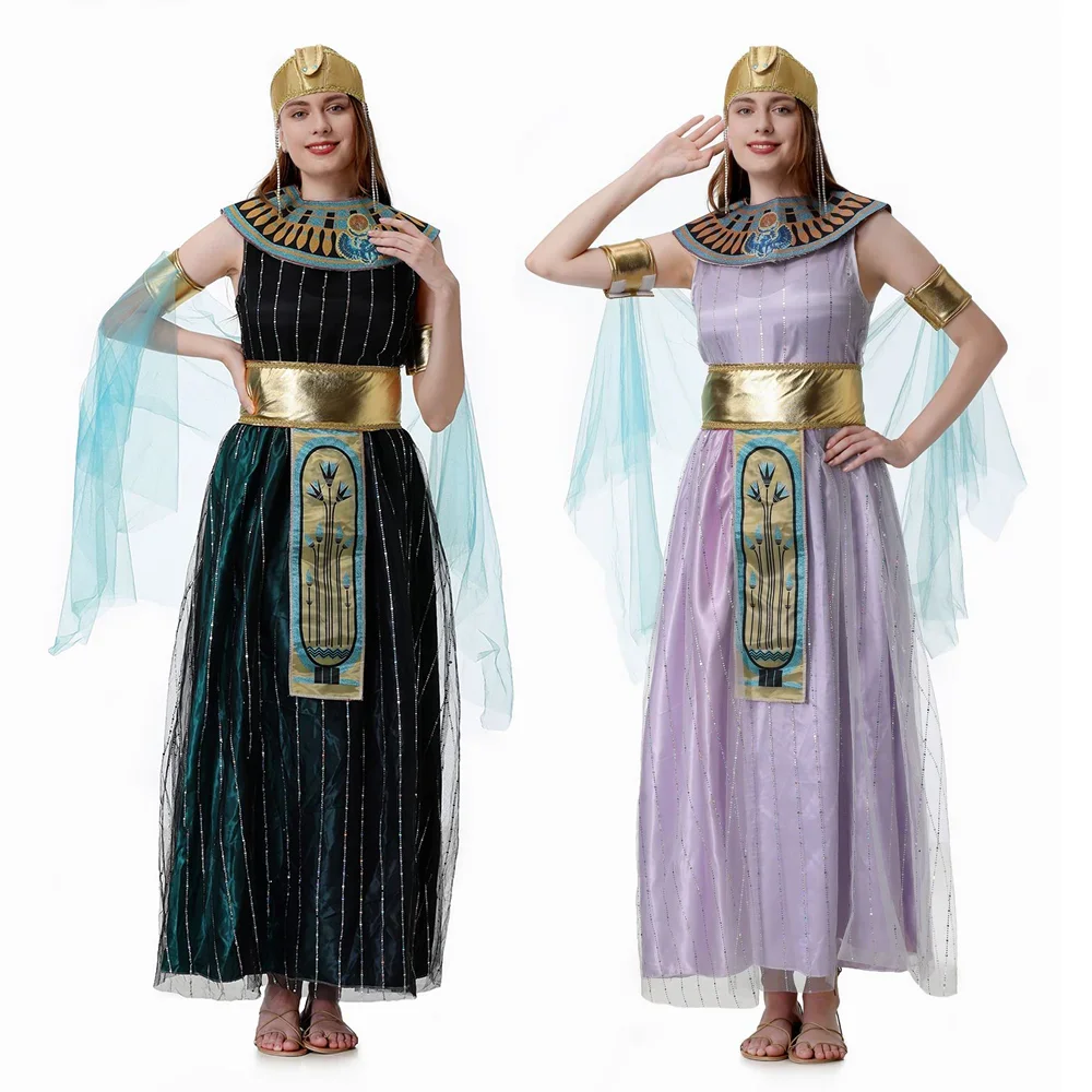 

Woman Sexy Ancient Cleopatra Dress Greek Goddess Arab Princess Seduction Belly Dancer Long Dress Halloween Cosplay Party Costume