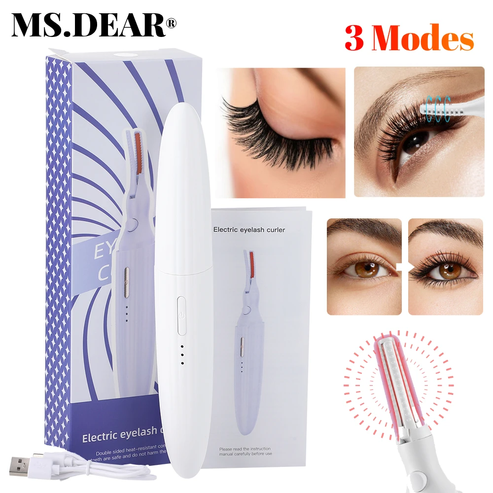 Electric Eyelashes Curls 3 Gears Mode Heated Eyelashes Curling Tool Electronic USB Natural Fake Eye Lash Curler Beauty Supplies