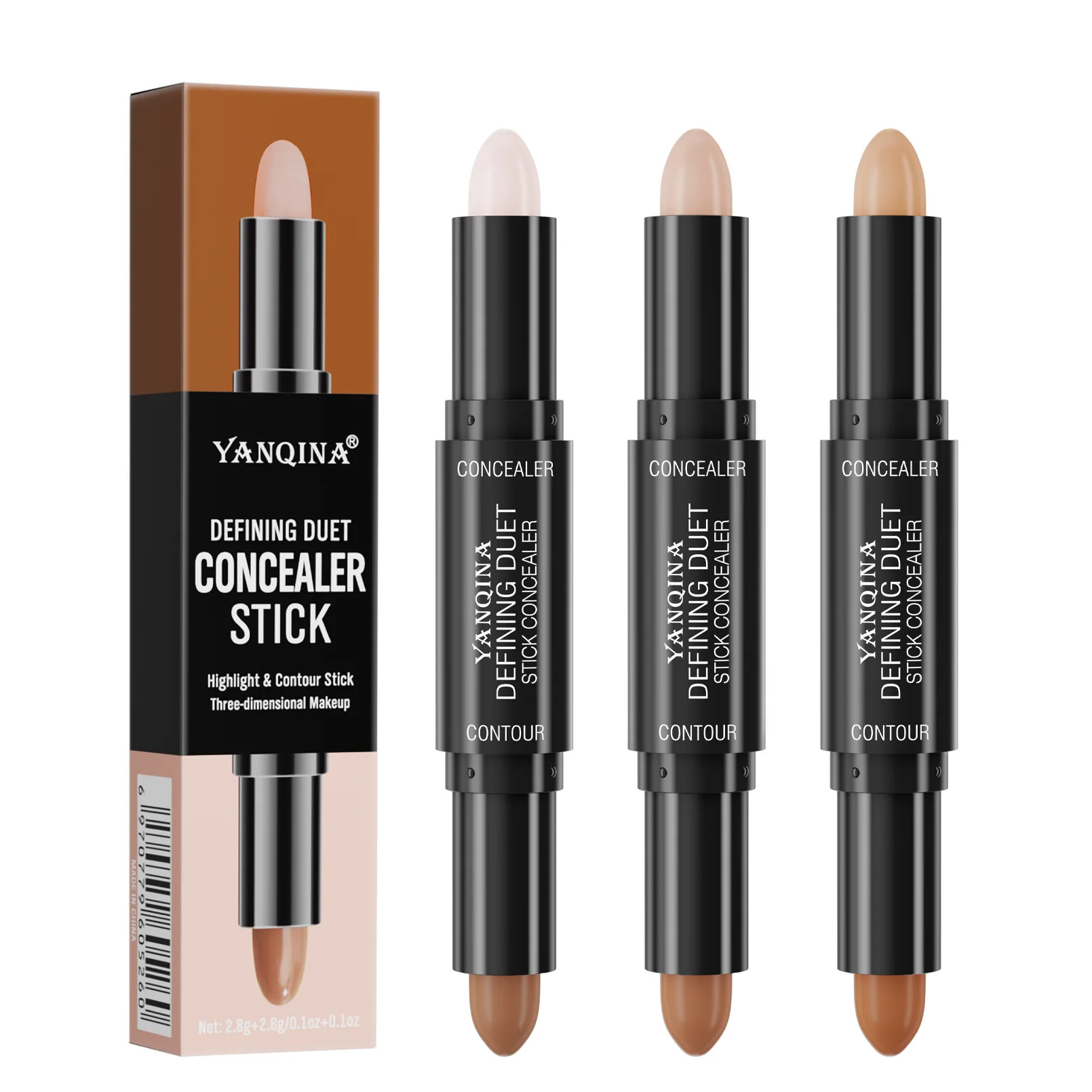 V Face 2 in 1 Highlighter Stick Double Head 3D Shaping Shadow for Face Sculpting Beauty Makeup Contour Essential Tool