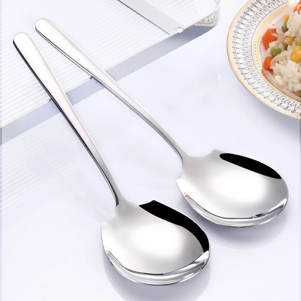 

2 Pcs Serving Spoon Food Buffet Kitchen Metal Supplies Stainless Steel Utensils Soup Spoons Scoops