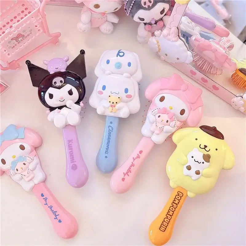 Three-dimensional Kurome Melody Handheld Massage Air Bag Comb Sanrio Anime Cinnamon Roll Kawaii Cartoon Girl Portable Gift Comb