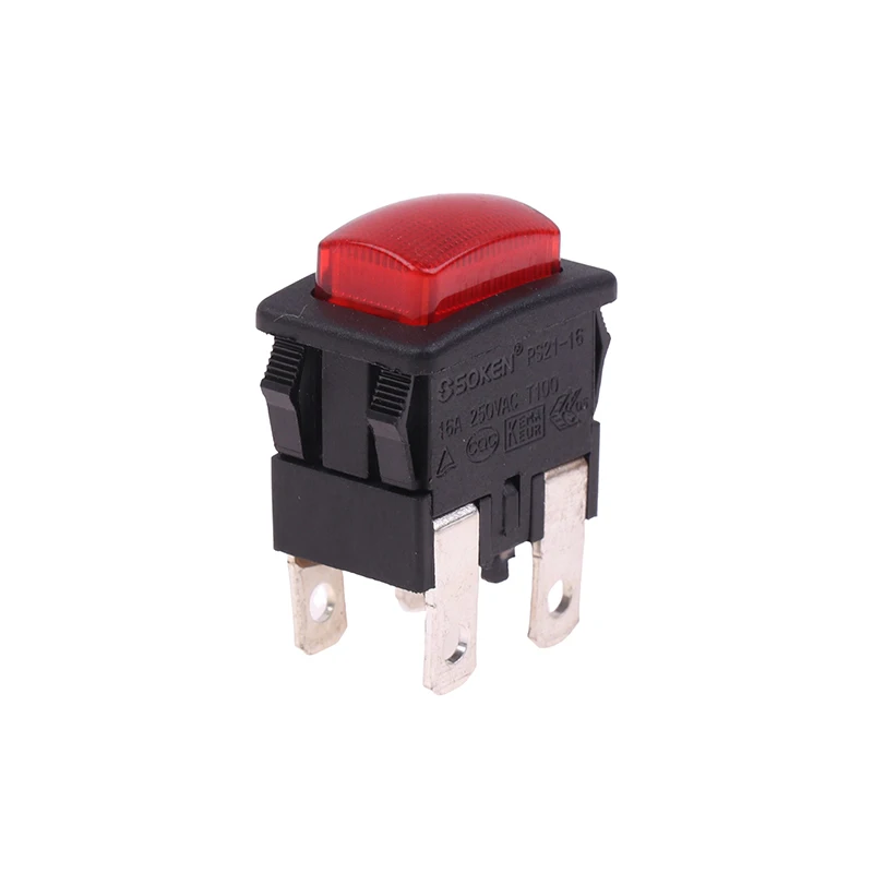 16A 250V 4 Pins Self-Lock On Off Push Button Rocker Switch With Light PS21-16 Heater Electrical Touch Switch New Dropship