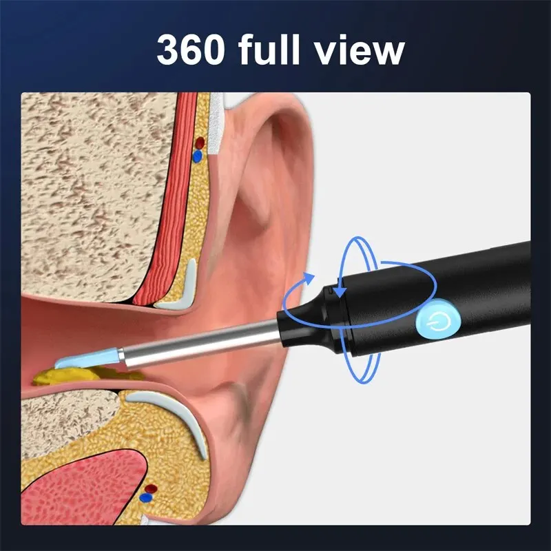 Ear Cleaner com Câmera, Endoscópio Vara, Colher De Silicone, Ear Wax Removal, Health Care Tool, Clean for iPhone, IPad, Android