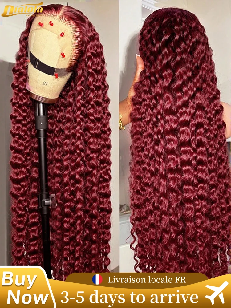 36inch 99j Water Wave Human Hair Wig Curly Burgundy 13x6 Hd Lace Frontal Human Hair Wig 13x4 Deep Wave Lace Front Wig For Women