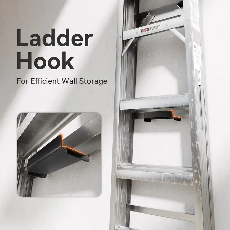 Garage Wall Ladder Hook, Heavy-duty Wall-mounted Storage Rack, Suitable For Ladders, Chairs, And Patio Furniture