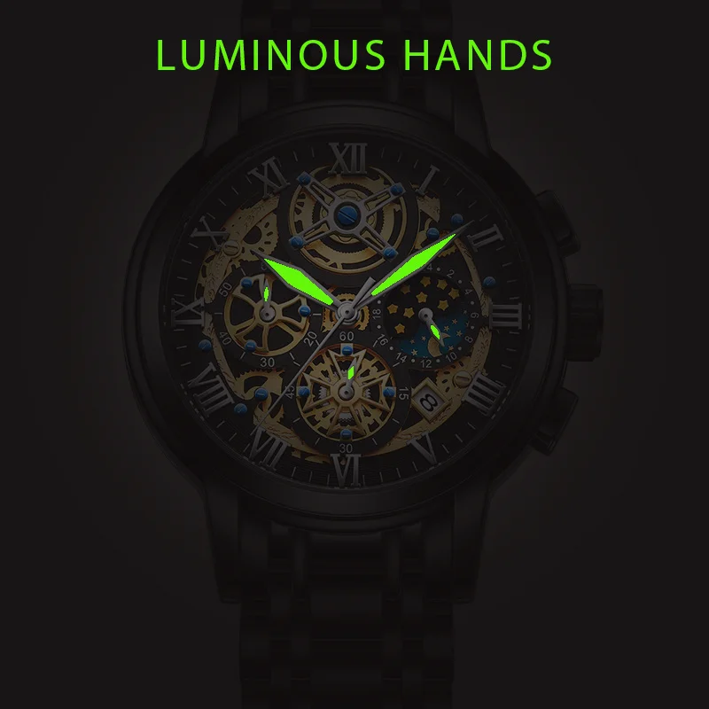 Lige moda masculina relógio de negócios data relógios masculino aço inoxidável à prova dwaterproof água luminosa quartzo relógio de pulso cronógrafo masculino