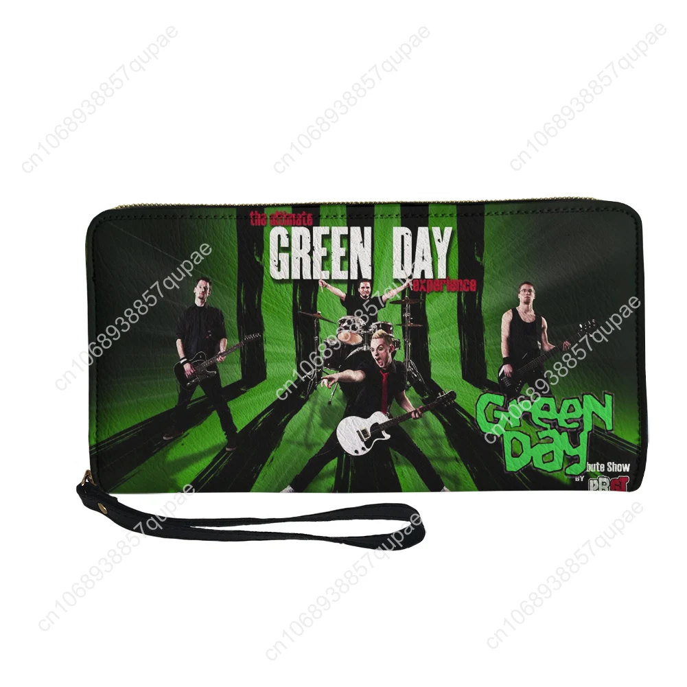 Green Day Pop Rock Band Custom Wallet Purse Mens Womens Teenagers Zipper Long Wallets Double Print  Portable Wallet Gift Bag