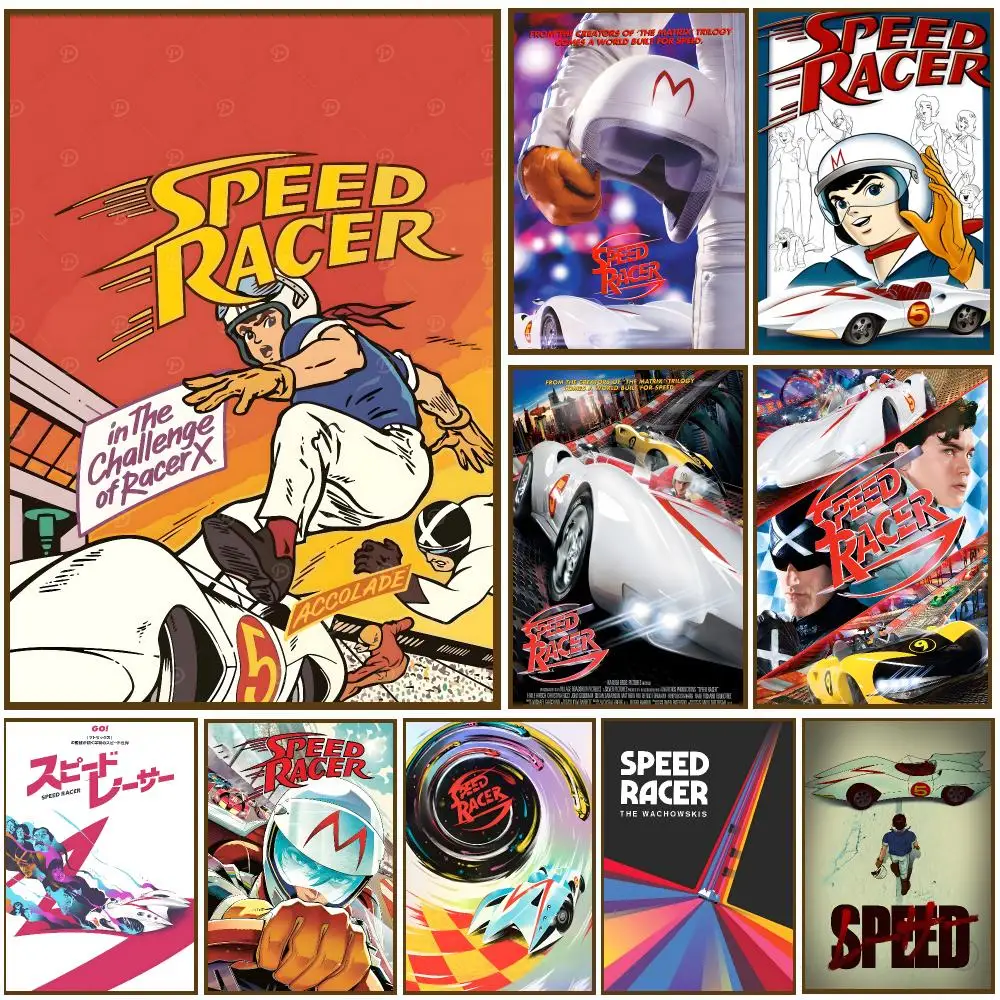 Speed Racer Anime Retro Manga Poster Self-adhesive Advanced Aesthetic Printing Paper Wall Art for Living Room Home Decor