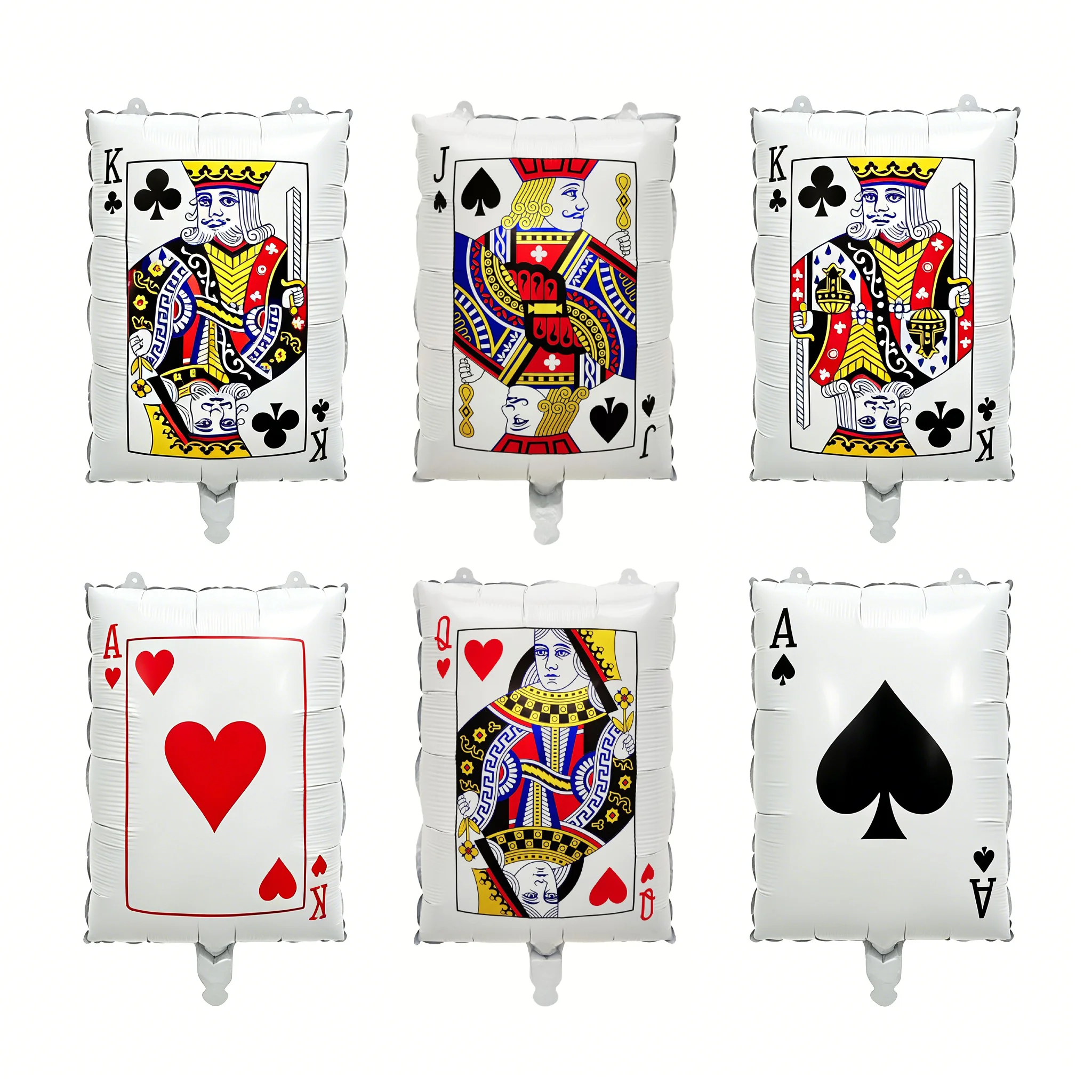 Playing Card Shaped Foil Balloon Set, for Casino Night, Game Night, Poker Tournament & Adult Themed Party Decor, Pack of 6
