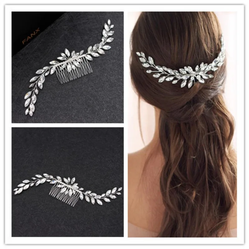 Flower Bridal Hair Combs Crystal Bride Hair Accessories Rhinestone Hair Headpieces for Bride Bridesmaid Wedding Women Girls