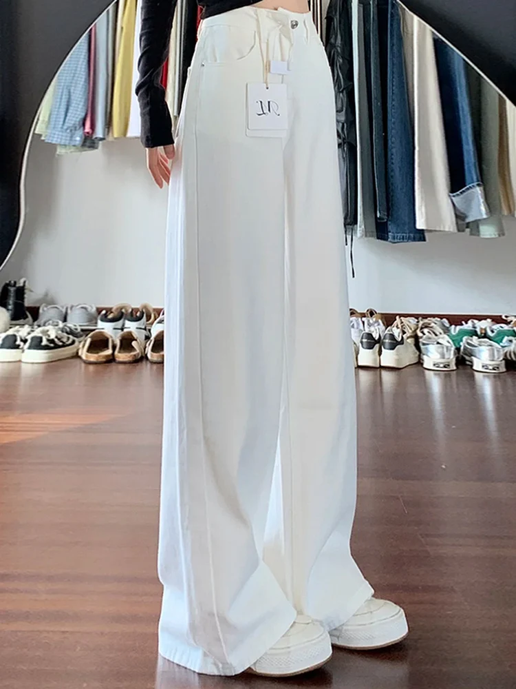 

High Waist Wide Leg Fce Lined Denim Jeans Women's Autumn Winter New Sle Casual Straight Cut plus Size Slimming Loose Fit