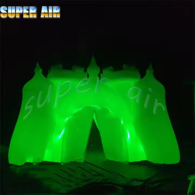 ผ้าอ็อกซ์ฟอร์ดคุณภาพสูงที่กําหนดเองสีขาวซุ้มปราสาทพองขนาดใหญ่พร้อมแสงสีสันสดใสสําหรับงานแสดง