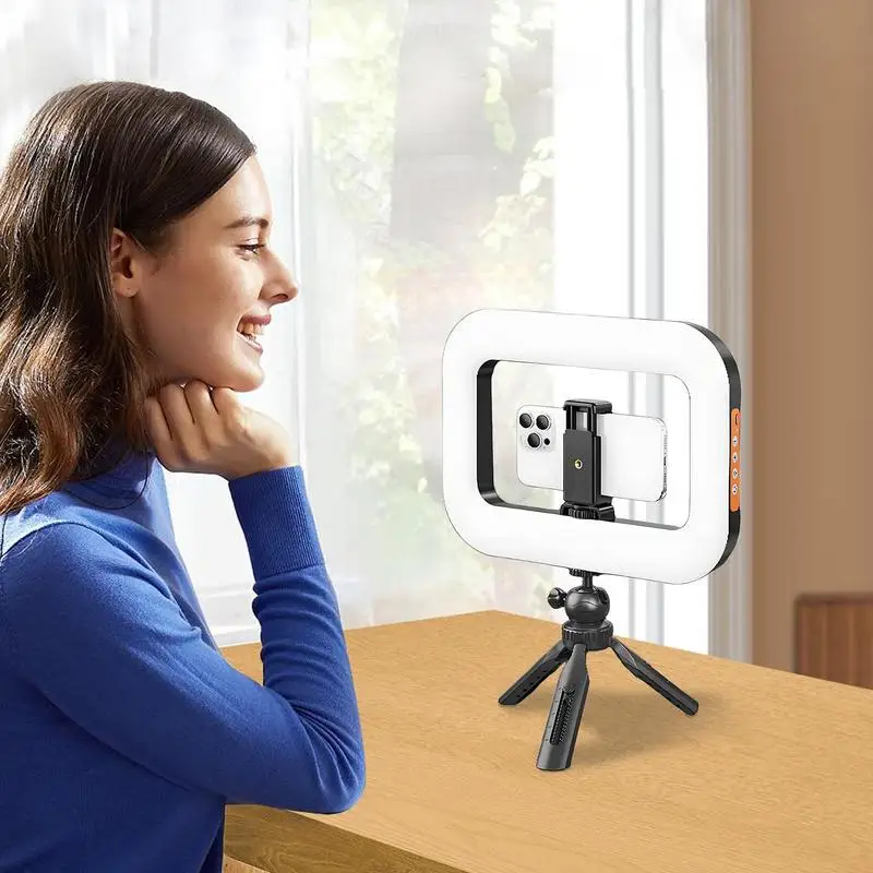 Handheld Ring LED Rechargeable Fill light Portable Mobile Phone Live Broadcast Photography Desktop Rabbit Cage Selfie Light