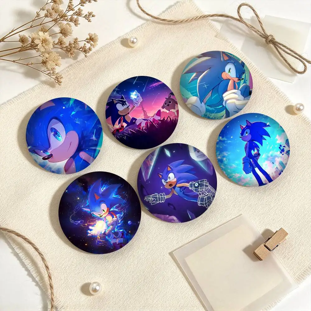S-Speedy Neon Animated Sonic Prime  25 32 44 58 75mm Badges Personalized Round Brooches Pins Accessory Gift